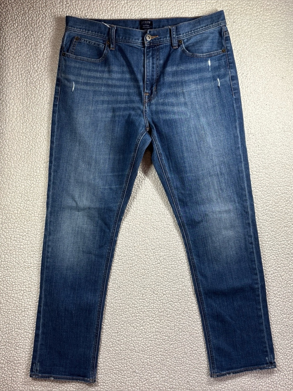 J Crew Sutton Men Straight Leg Distressed Stretch W 34 L 32 Dark Wash Blue Jeans